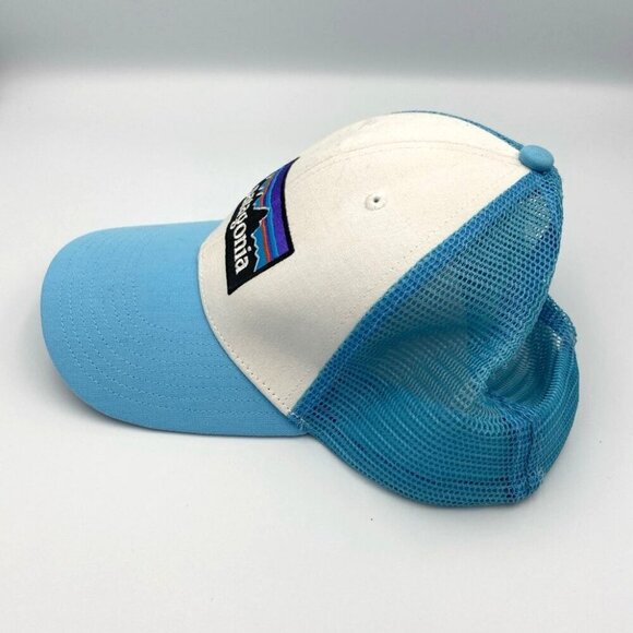 Patagonia Hat Cap Snap Back Trucker Mesh Adjustable Blue White Outdoor - Picture 4 of 5